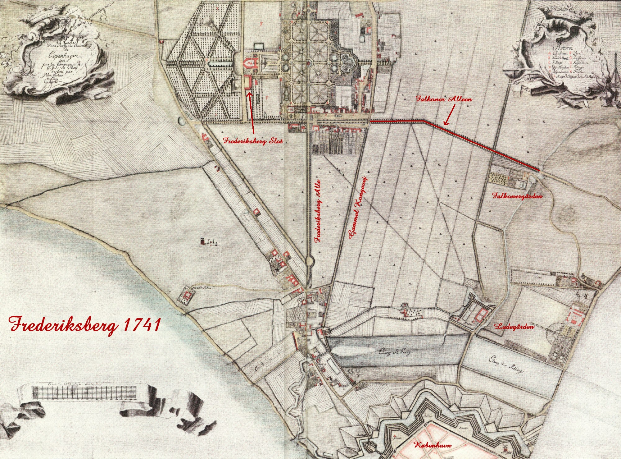 Kort over Frederiksberg i 1741