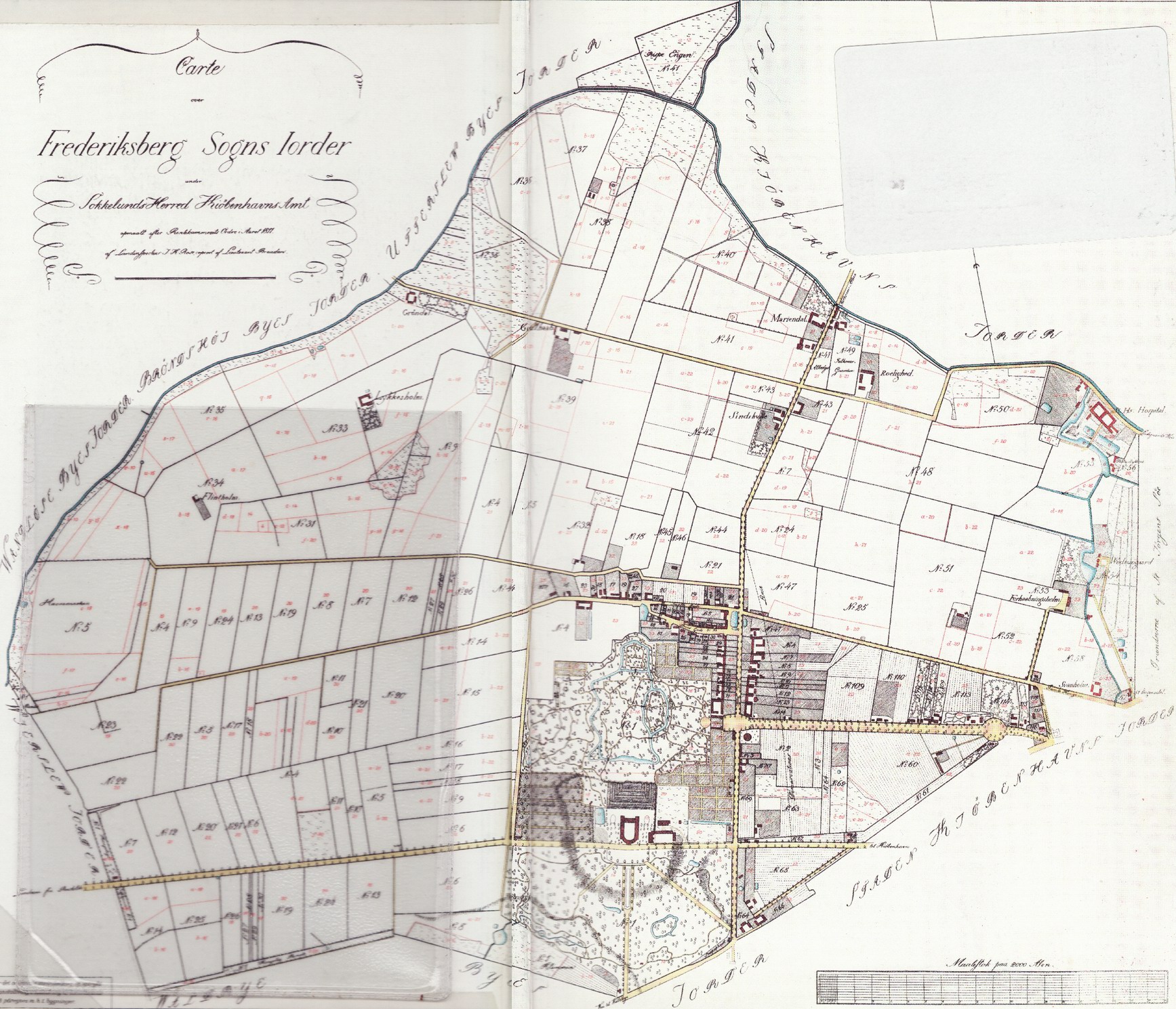 Kort over Frederiksberg i 1811