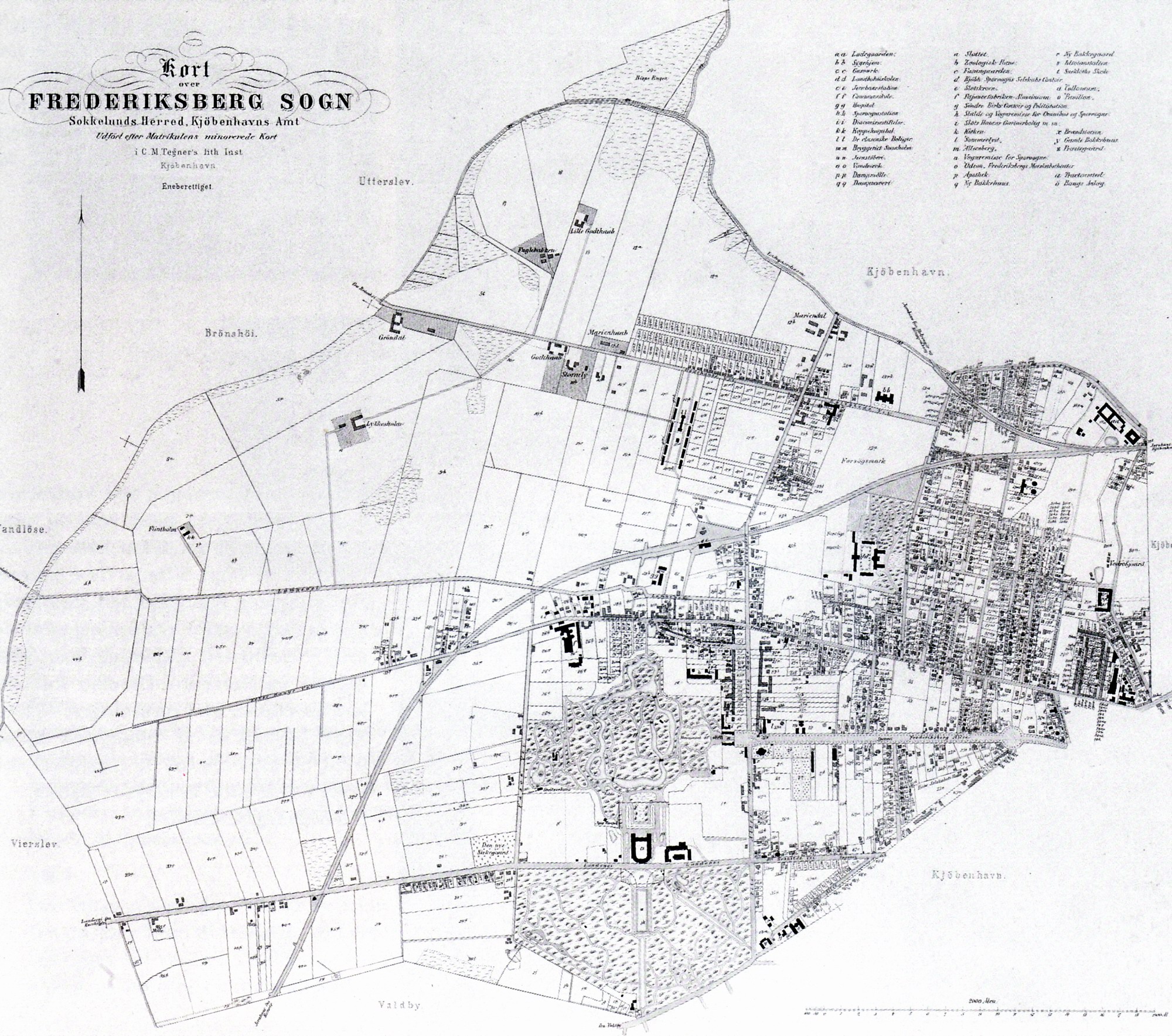 Kort over Frederiksberg i 1872